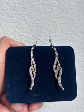 Sterling Silver and 10k Rose Gold Drop Earrings